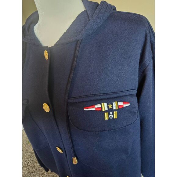 Janeve Shacket Navy Sz L Military theme - Picture 2 of 6